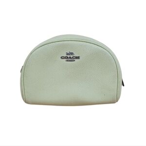 Coach Leather Light Green Zip Around Accessory Makeup Pouch